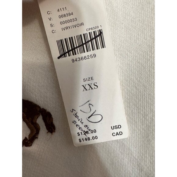 Maeve Puff-Sleeve Embroidered Sweatshirt NWT XXS *flaw - Picture 6 of 11